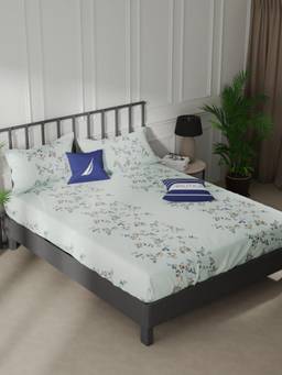 Nautica - Cotton Double Bedsheet with Pillow Covers Multi-Color (King)