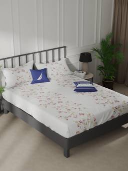 Nautica - Cotton Double Bedsheet with Pillow Covers Multi-Color (King)