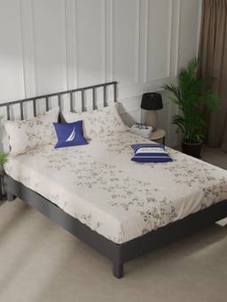 Nautica - Cotton Double Bedsheet with Pillow Covers Multi-Color (King)