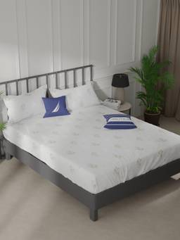 Nautica - Cotton Double Bedsheet with Pillow Covers Grey (King)