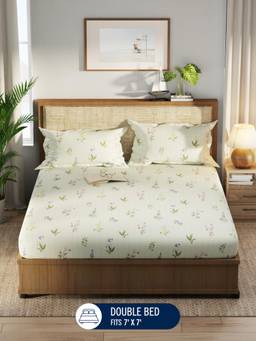 Nautica - Polyester 1 Double Bedsheet with Pillow Covers Green (Double)
