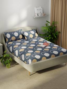 KOPA - Microfibre Double Bedsheet with Pillow Covers Grey (Double)