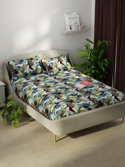 KOPA - Microfibre Double Bedsheet with Pillow Covers Multi-Color (Double)