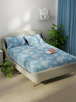 KOPA - Microfibre Double Bedsheet with Pillow Covers Blue (Double)