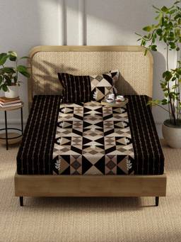 KOPA - Microfibre Single Bedsheet with Pillow Cover Brown (Single)