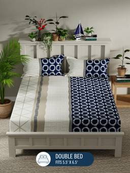 Nautica - Microfibre Double Bedsheet with Pillow Covers Multi-Color (Double)