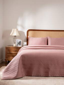 Maspar - Cotton Quilt With Bedsheet and Pillow Covers Pink (Double)