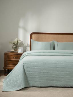 Maspar - Cotton Quilt With Bedsheet and Pillow Covers Blue (Double)