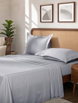 Maspar - Cotton Bedsheet and Pillow Covers Grey (King)
