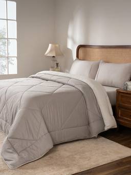 Maspar - Polyester 1 Quilt With Bedsheet and Pillow Covers Grey (Double)