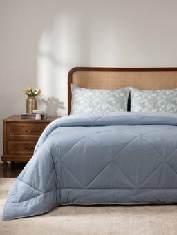 Maspar - Polyester 1 Quilt With Bedsheet and Pillow Covers Blue (Double)