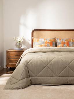 Maspar - Polyester 1 Quilt With Bedsheet and Pillow Covers Green (Double)
