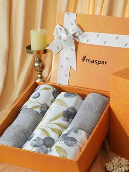 Maspar - Cotton Bedsheet With Pillow Cover and Bath Towel Box Yellow (King)