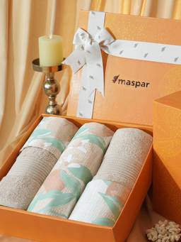 Maspar - Cotton Bedsheet With Pillow Cover and Bath Towel Box Pink (Double)