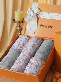 Maspar - Cotton Bedsheet With Pillow Cover and Bath Towel Box Red (King)