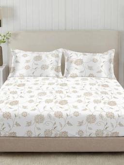 Sleeping Owls - Cotton Bedsheet with Pillow Covers Pink (Super King)