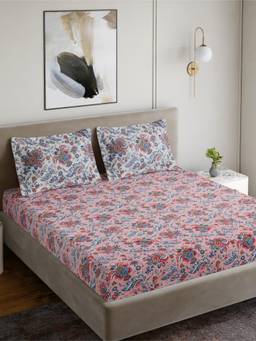 Home Ecstasy - Cotton Bedsheet with Pillow Covers Pink (King)