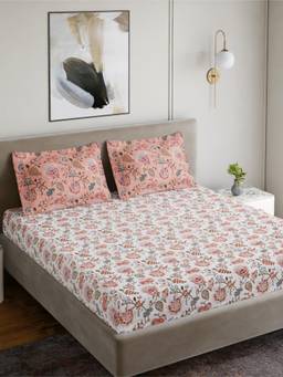 Home Ecstasy - Cotton Bedsheet with Pillow Covers White (King)