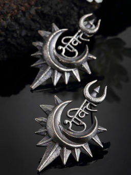 PANASH - Oxidized Silver-Toned Quirky Drop Earrings