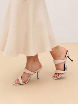 Pair ie Tales - Women Two Strap Stiletto Heels-Cream