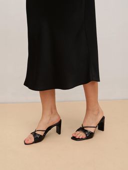 Pair ie Tales - Women Patent Croco Meadow Sandal Heels-Black