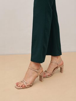 Pair ie Tales - Women Snake Print Strappy Sandal Heels-Beige