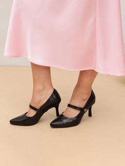 Pair ie Tales - Women Pointed Toe Mary Jane Pumps-Black