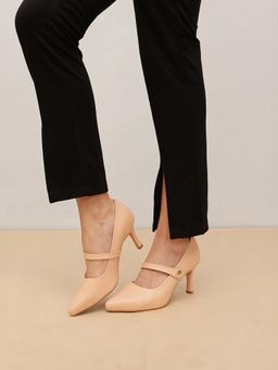 Pair ie Tales - Women Pointed Toe Mary Jane Pumps-Peach