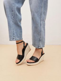 Pair ie Tales - Women Ankle Strap Wedges Heels-Black