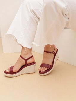 Pair ie Tales - Women Round Toe Wedges Heels-Maroon
