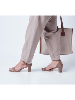 roar for good - Women Natural Jute Bronze Block Sandal Heels