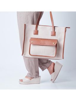 roar for good - Women Natural Jute Beige Wedges Heels