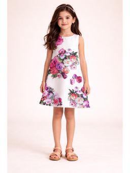 PICCOLO - White Floral Round Neck Dress