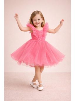 PICCOLO - Pink Pleated Round Neck Dress