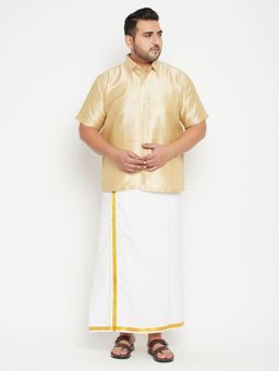 Vastramay - Men Gold Silk Blend Shirt and Mundo