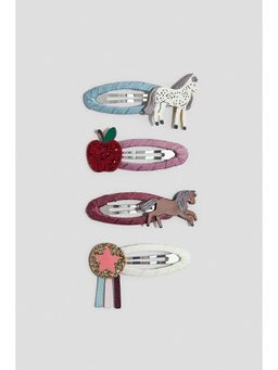 H&M - Girls Blue 4-Pack Appliqued Hair Clips