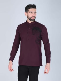 Denis Parkar - Purplish Wine Horse Motif Shirt for Men