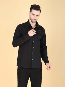 Denis Parkar - Black Hand Embroidered Shirt for Men