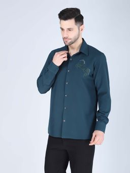 Denis Parkar - Blue Hand Embroidered Shirt for Men