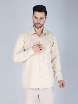 Denis Parkar - Cream Hand Embroidered Shirt for Men