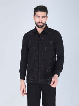 Denis Parkar - Black Zardozi Embroidered Shirt for Men