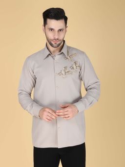 Denis Parkar - Grey Hand Embroidered Shirt for Men