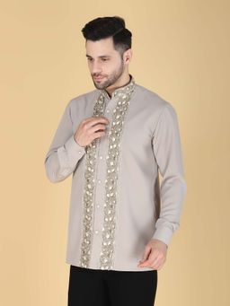 Denis Parkar - Grey Hand Embroidered Shirt for Men