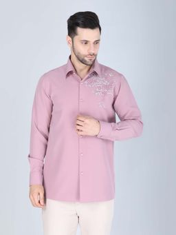 Denis Parkar - Pink Hand Embroidered Shirt for Men