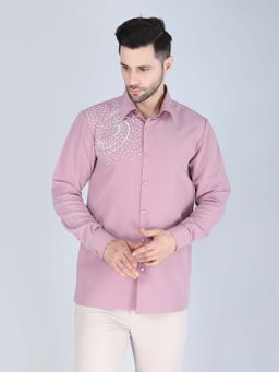 Denis Parkar - Pink Hand Embroidered Shirt for Men
