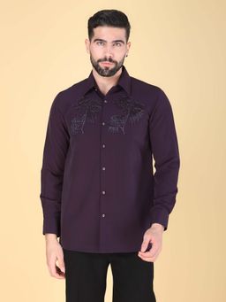 Denis Parkar - Purple Hand Embroidered Shirt for Men