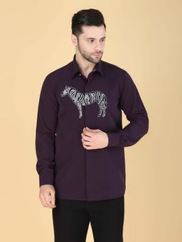 Denis Parkar - Purple Zebra Motif Shirt for Men