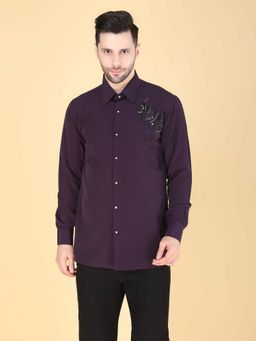 Denis Parkar - Purple Hand Embroidered Shirt for Men