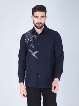 Denis Parkar - Blue Hand Embroidered Shirt for Men