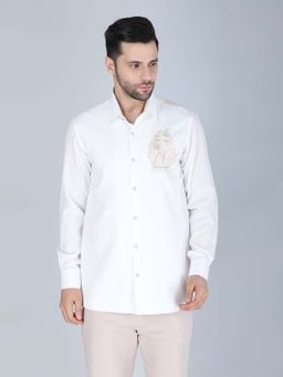 Denis Parkar - White Hand Embroidered Shirt for Men